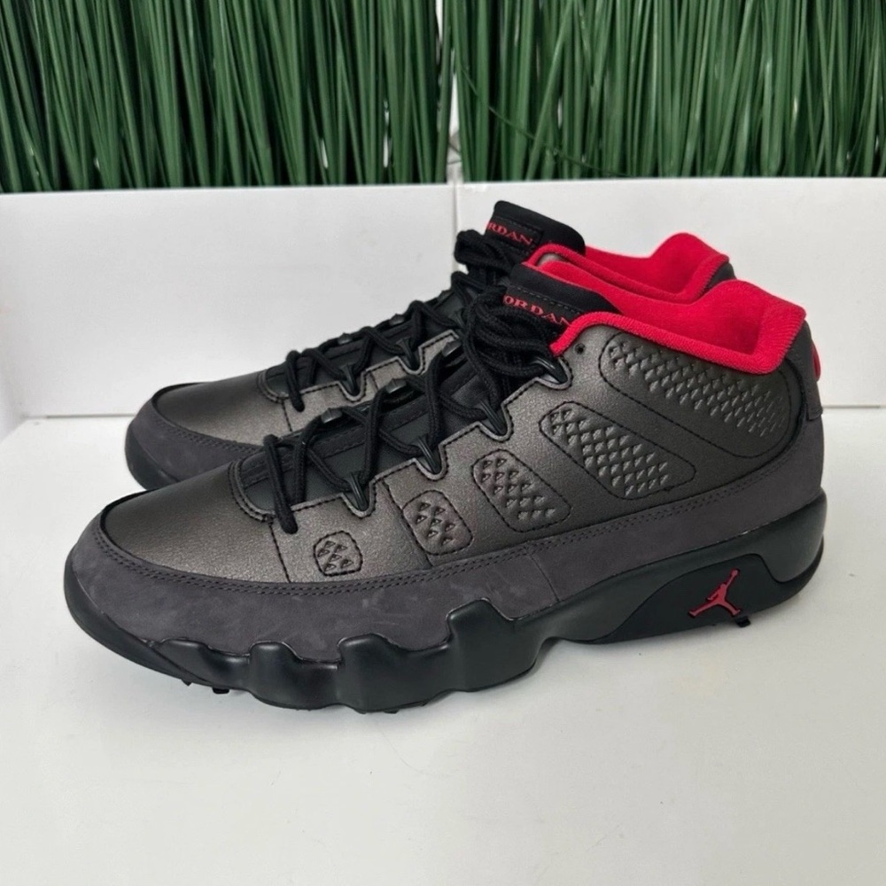 Jordan 9 Retro Low Charcoal Black Red Golf Shoes FJ5934-002 Mens Size 10.5 NEW